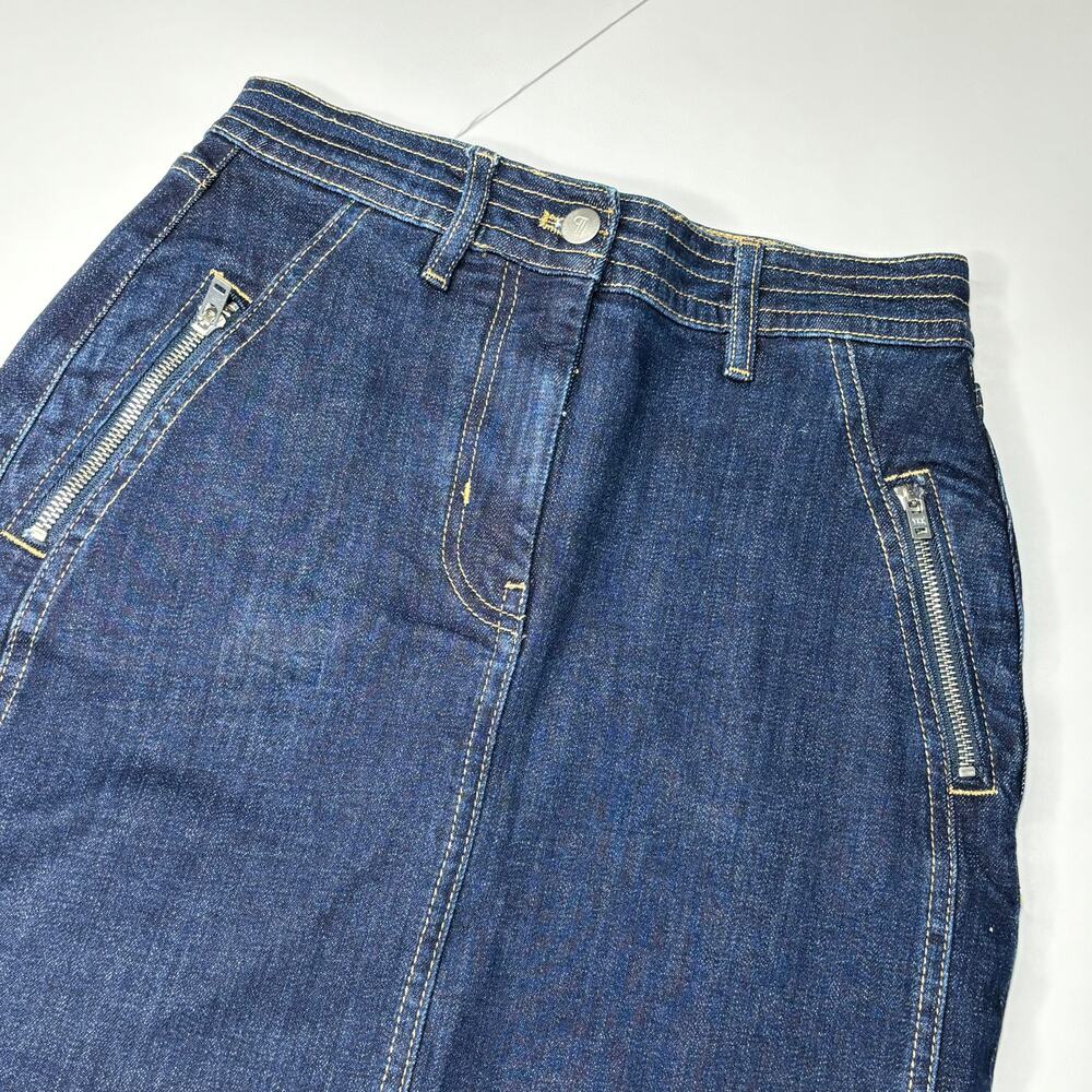 Pilcro Anthropologie Dark Wash Denim Mini Skirt Zip Pocket Size 0 EU 32 y2k - Picture 2 of 6